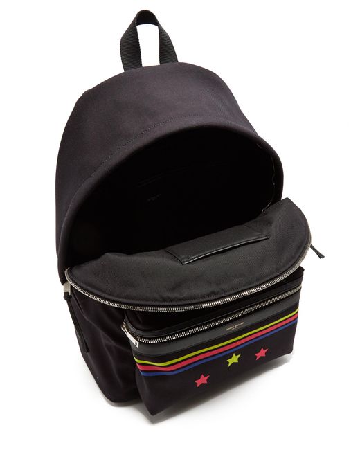 Saint Laurent City Dinosaur print Canvas Backpack in Black for Men
